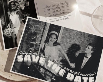 Editable Vintage Save The Date Postcard: Retro Chapel Design (Digital File)