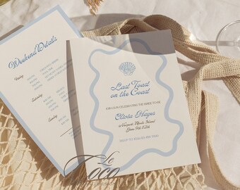 Coastal Bachelorette Itinerary Invitation Template (Digital Download)