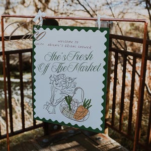 Fresh Off The Market Bridal Shower Welcome Sign Template, Farmers Market Sign Template, Hand drawn Bridal Shower Sign, Farmers Market Theme