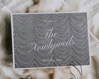Vintage Wedding Curtain Thank You Postcard Template (Digital Download)