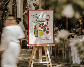 That's Amore Bridal Shower Welcome Sign: Hand-Drawn Italian Template (Digital Download)