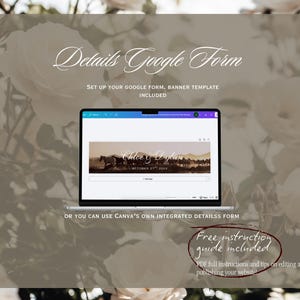 May include: A laptop screen displays a Google Form template with the text "Chloe & Dylan" and the date "October 27th, 2024". The image includes the text "Details Google Form" and "Free instruction guide included".