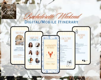 Lobster Bachelorette Itinerary Template: Maine Coastal Mobile Design (Digital Download)