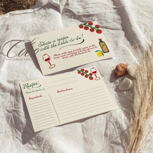 Hand Drawn That's Amore Bridal Shower Recipe Card ,Handwritten Bridal Recipe Card Template, Bridal Shower Recipe Card, Italian Bridal Recipe