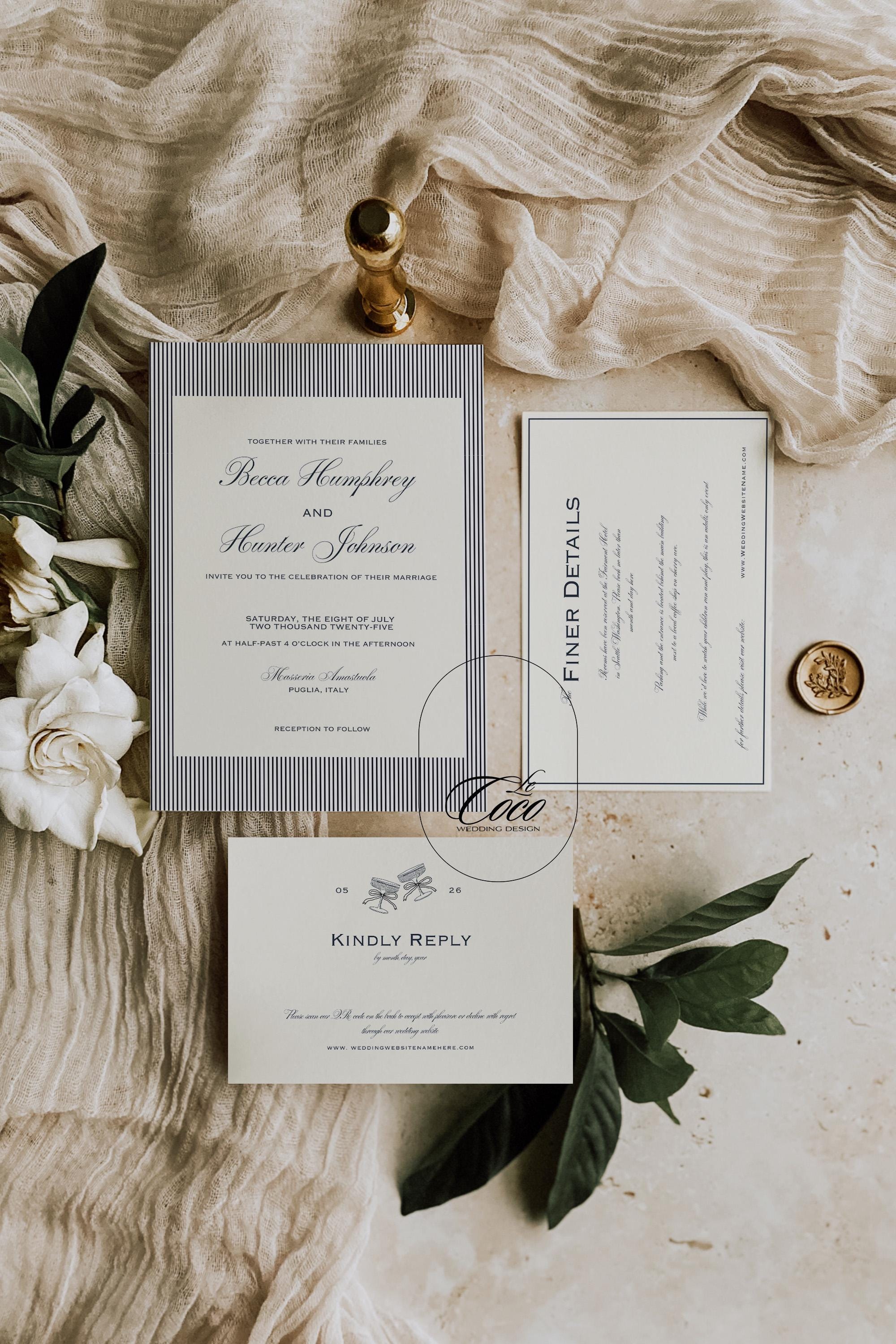 Old Money Wedding Invitation Suite: French Classic Template (Digital)