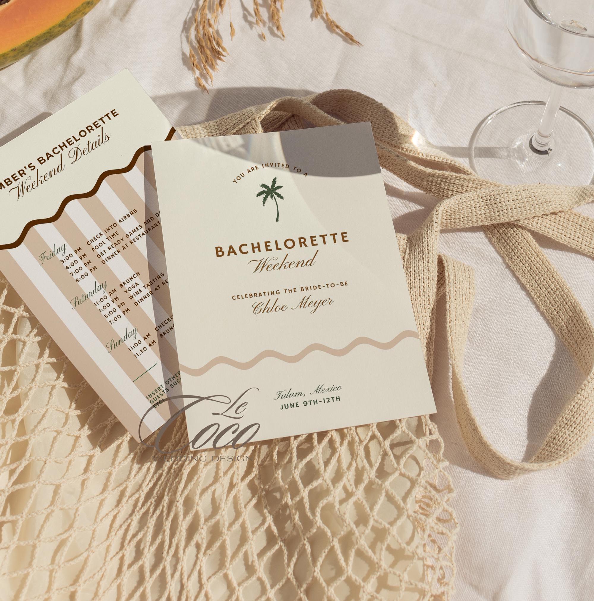 Tulum Bachelorette Itinerary Invitation Template: Tropical Beach (Digital Download)