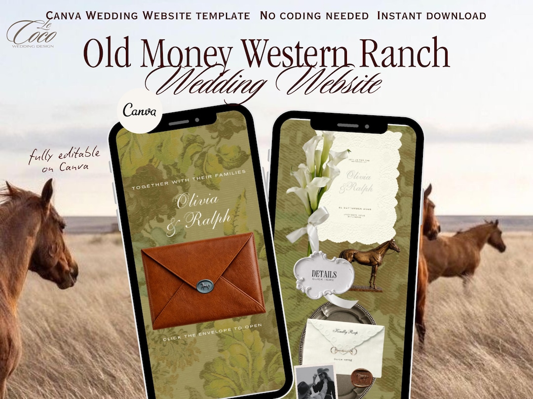 Old Money Mountain Ranch Wedding Website Template | Western Elegance ...