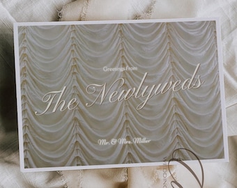 Vintage Wedding Curtain Thank You Postcard Template (Digital Download)