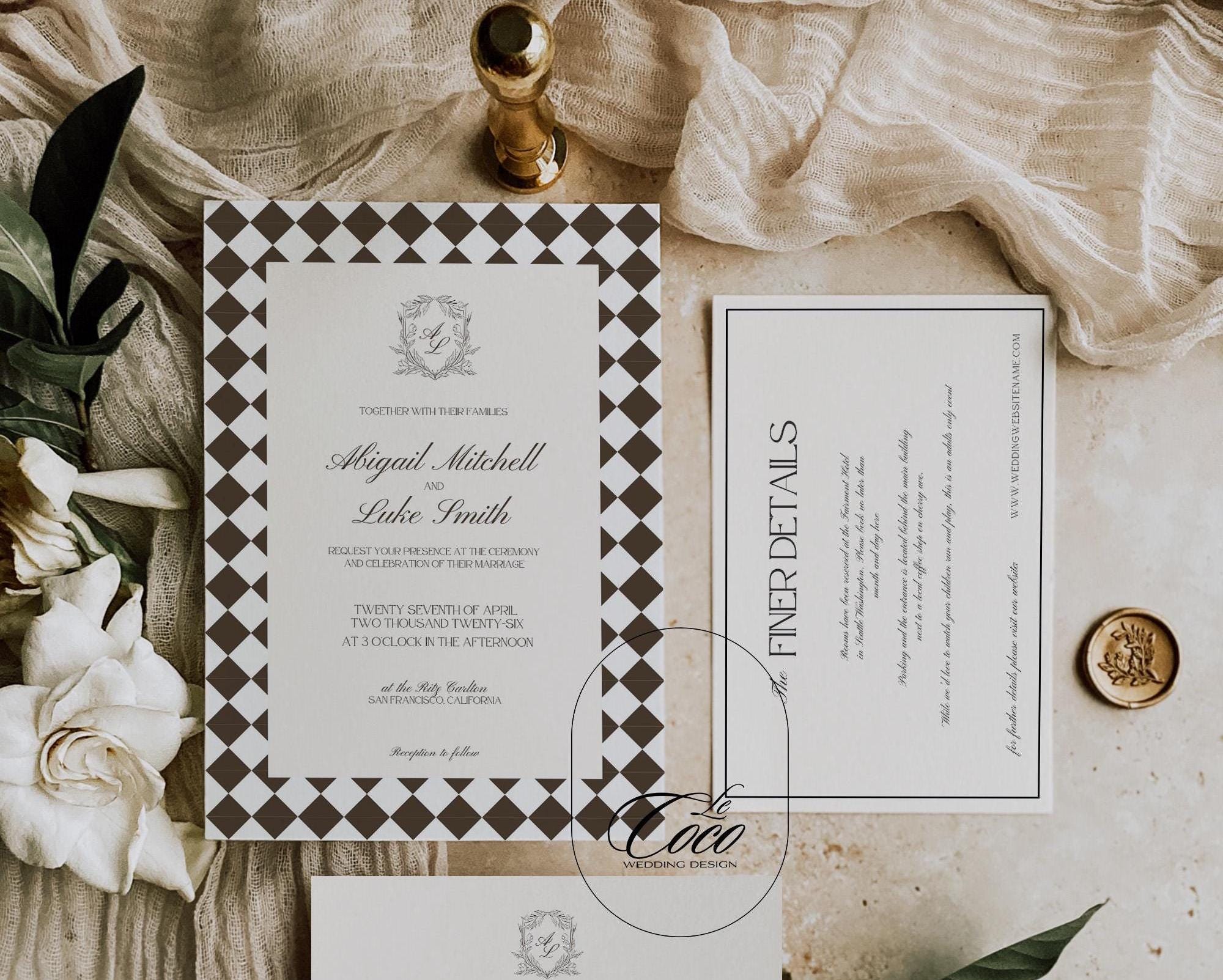 Ritz Glam Wedding Invitation Suite: Luxe Vintage Template (digital ...