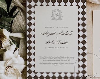Classic Wedding Program Template: Luxe Vintage Glam (Digital File)