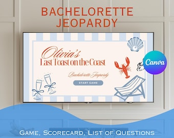 Coastal Bachelorette Jeopardy Game: Trivia Canva Template (Digital Download)