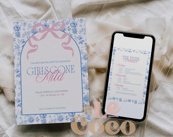 Coquette Floral Bachelorette Itinerary Template (Digital Download)