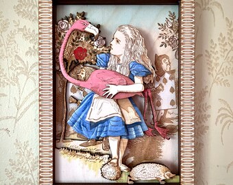 Alice in Wonderland, Wall Decor, Wooden art , Whimsical art,