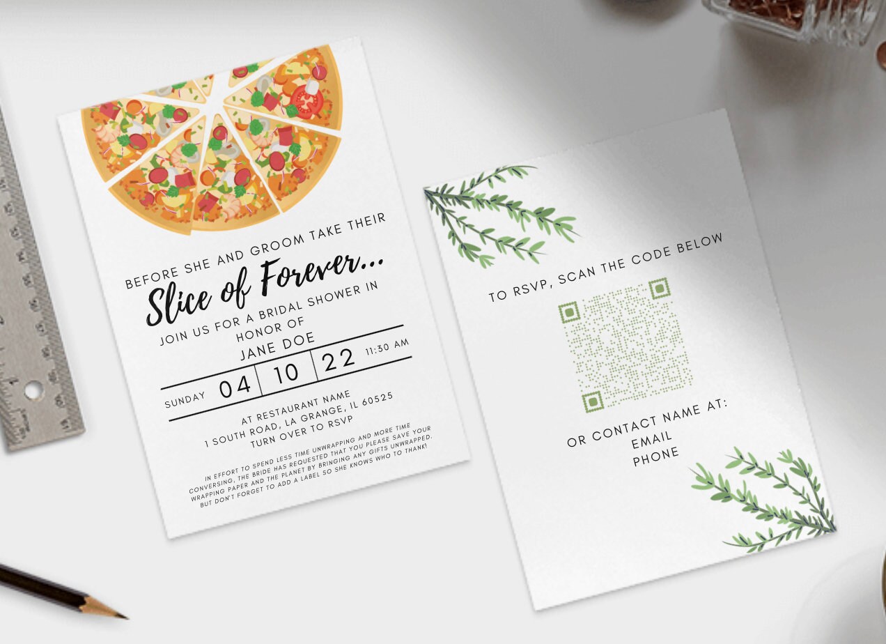 【D30201】invitation Pizza Themed Wedding/bridal Shower Invite - Digital Download - Etsy