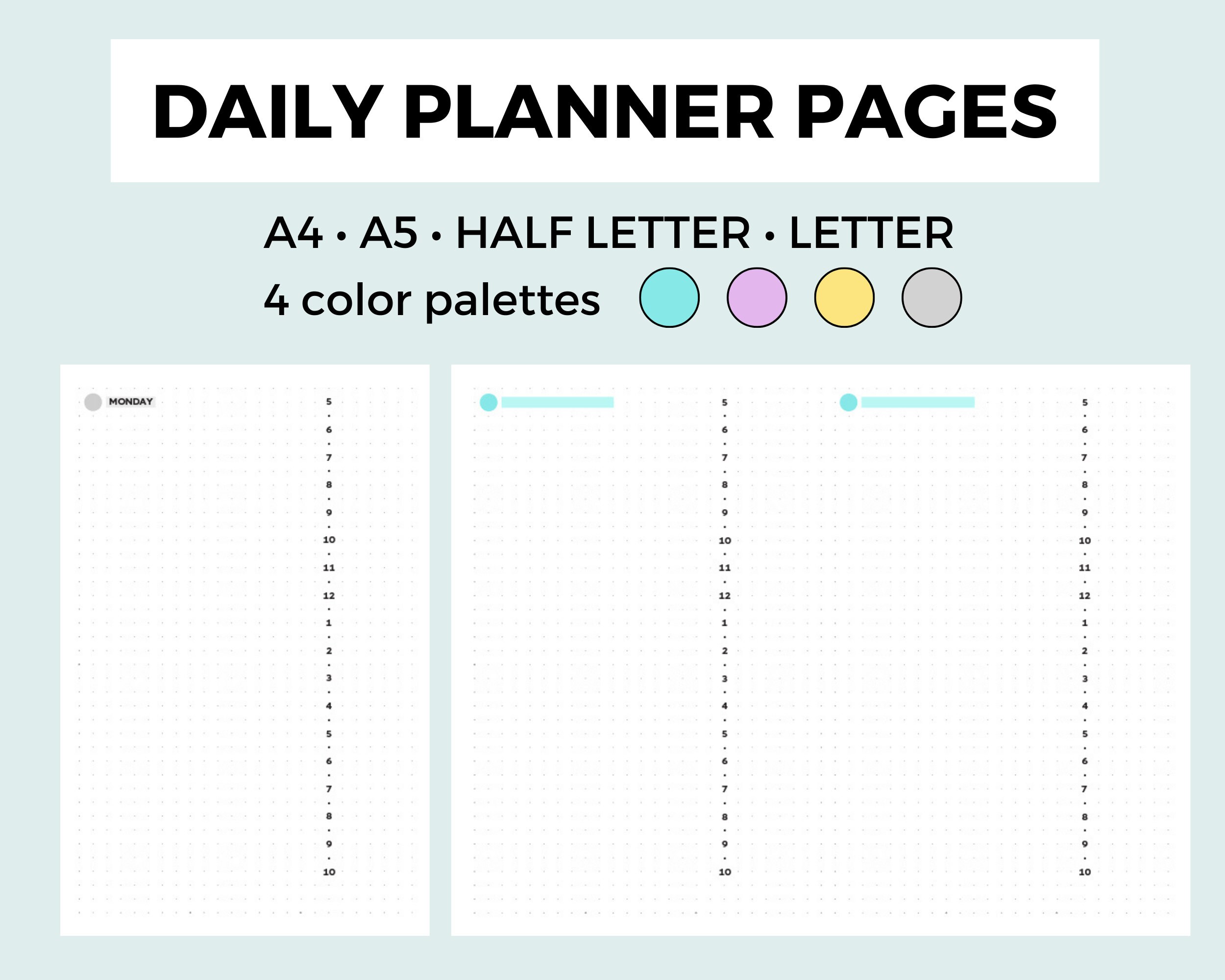 Daily Planner Pages Printable or Digital Minimalist Bujo Bullet Journal ...