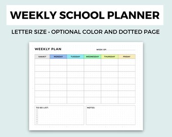 Weekly School Planner • Printable & Digital Student Planner • Homeschool Schedule • Letter Homeschool Planner • Weekly Schedule