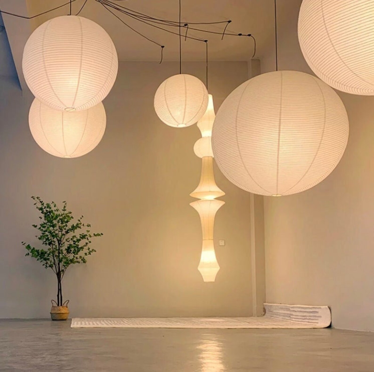 Rice Paper Round Ceiling Light Rice Paper Ceiling Pendant Etsy