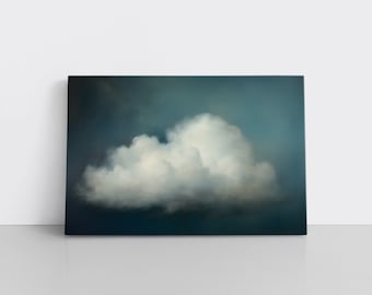 Minimalist Cloud Painting Print on Framed Canvas | Abstract Blue Sky & Clouds Artwork | Moody Wall Art | Study Room Decor