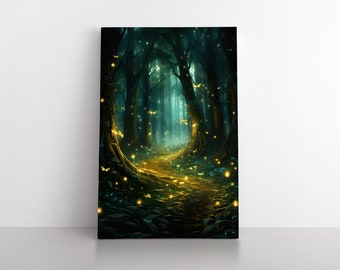 Firefly Forest Canvas Art | Enchanted Woods Print, Ready to Hang