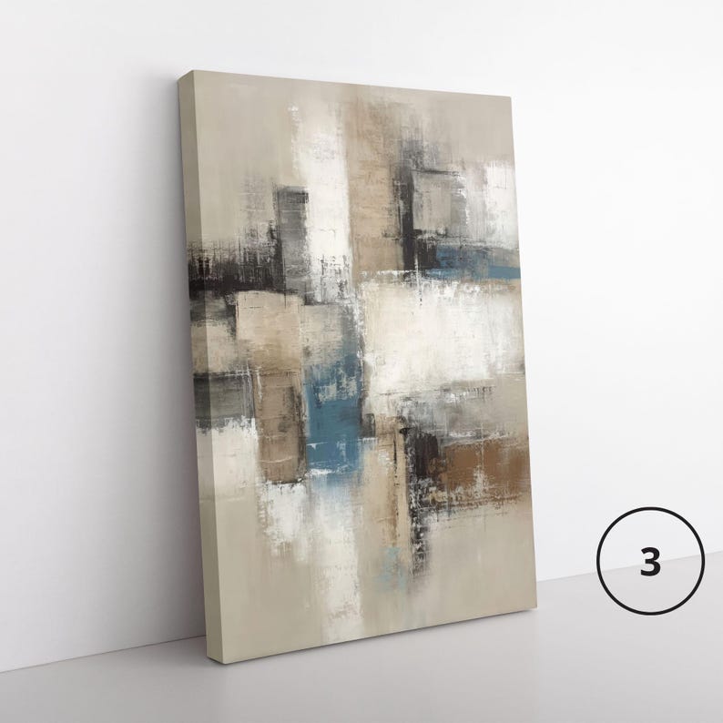 2 or 3 Piece Bundle Set, Abstract Brown Blue Grey Painting Print on ...