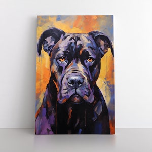 Colorful Abstract Cane Corso Dog Portrait Oil Painting Print | Cane Corso Pet Dog Canvas Wall Art Gift Artwork