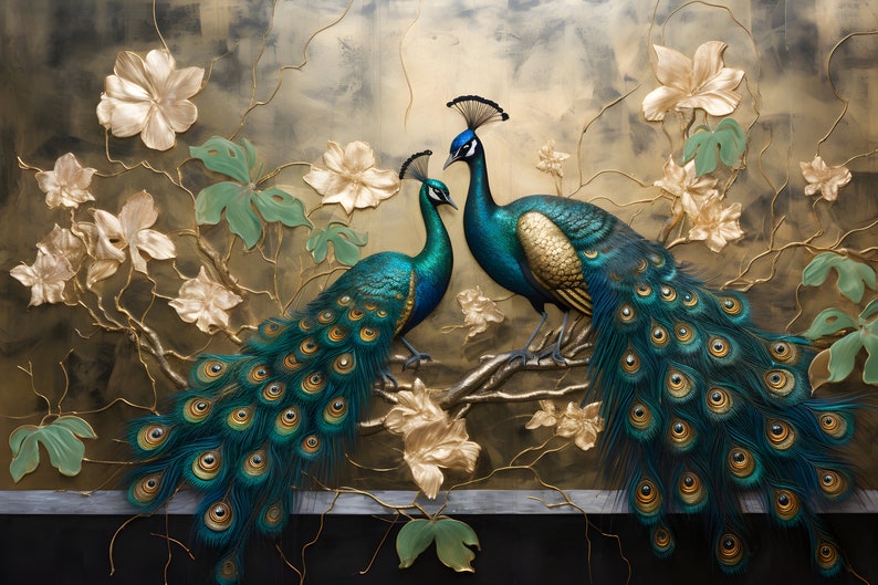 Beautiful Peacock Artwork on Framed Canvas Wall Art Painting Print ...