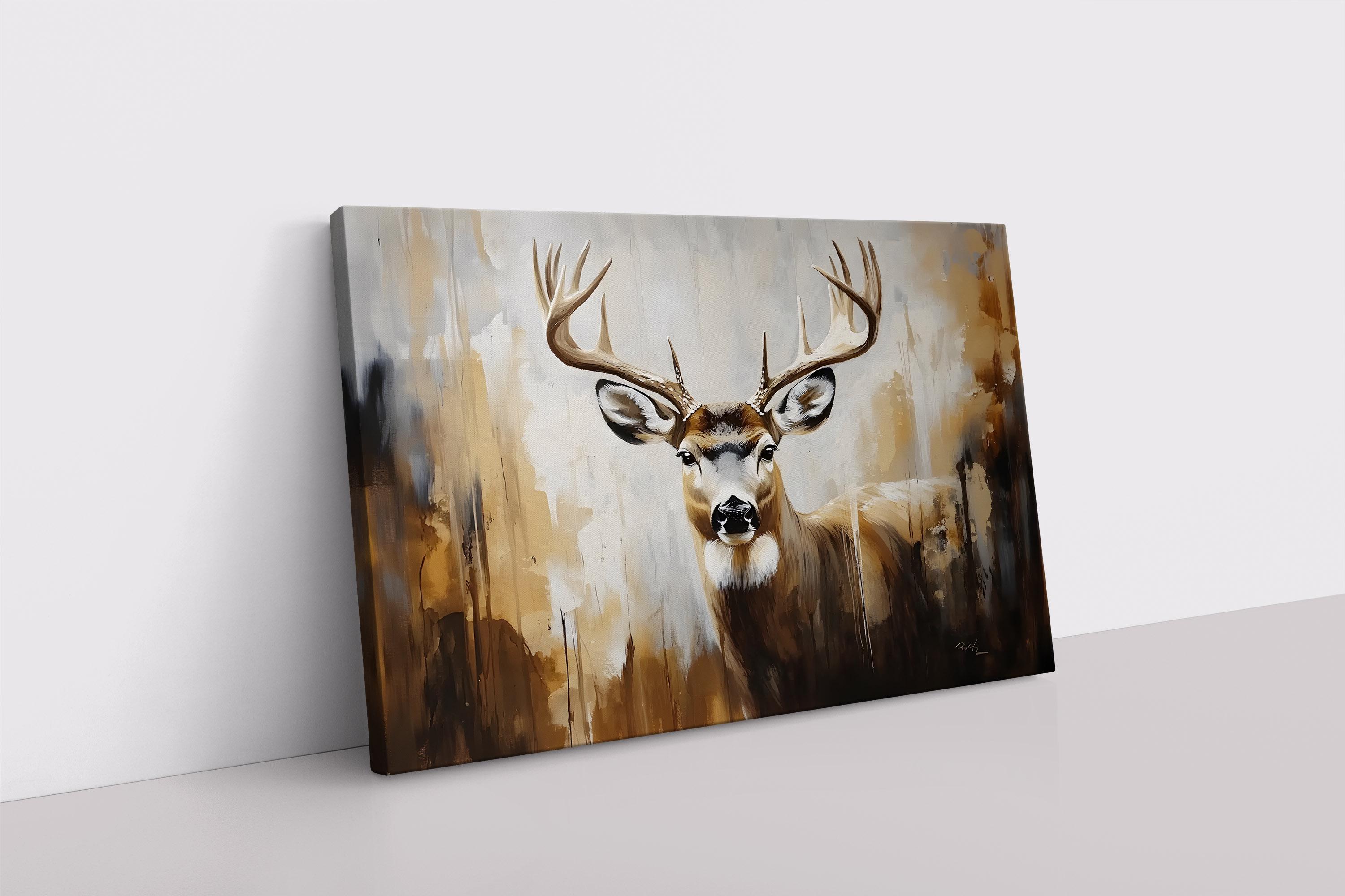 Whitetail Deer Buck Wall Art Print on Framed Canvas | Rustic Animals ...