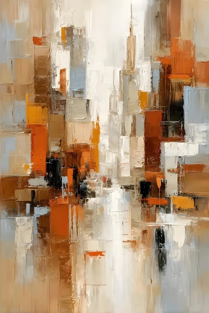 Modern Abstract Rust Orange Canvas Wall Art – Neutral Beige Brown ...