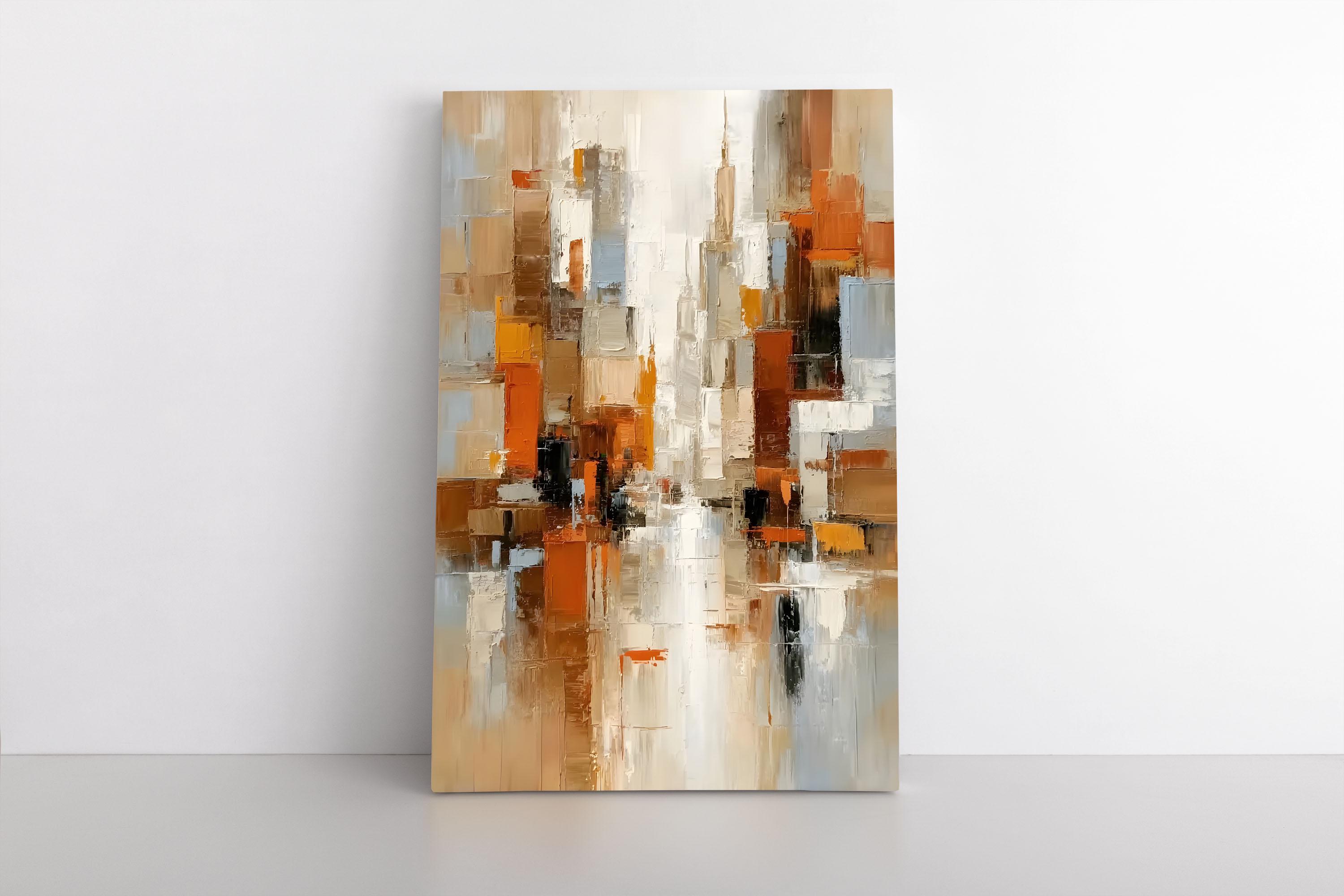 Modern Abstract Rust Orange Canvas Wall Art – Neutral Beige Brown ...