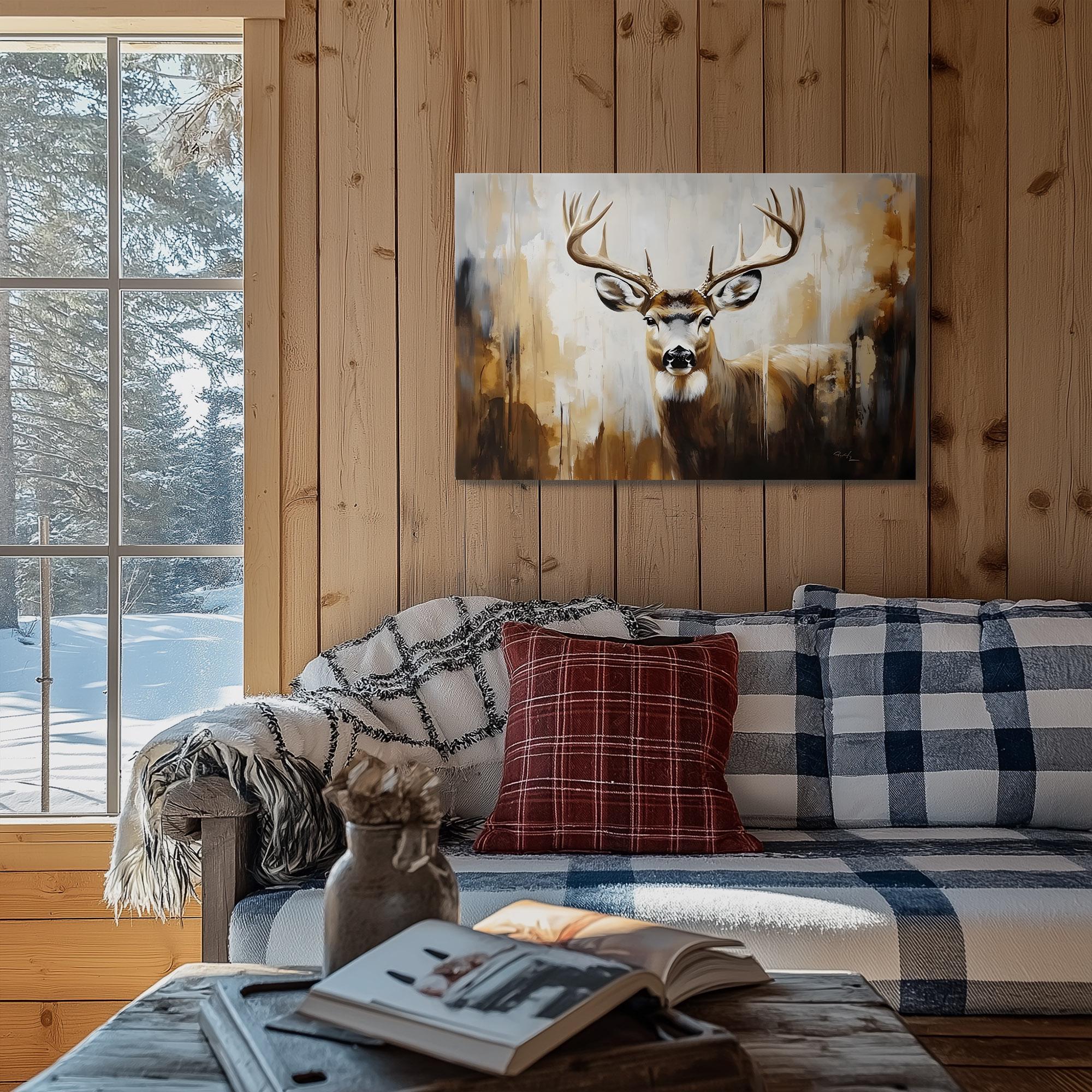 Whitetail Deer Buck Wall Art Print on Framed Canvas | Rustic Animals ...