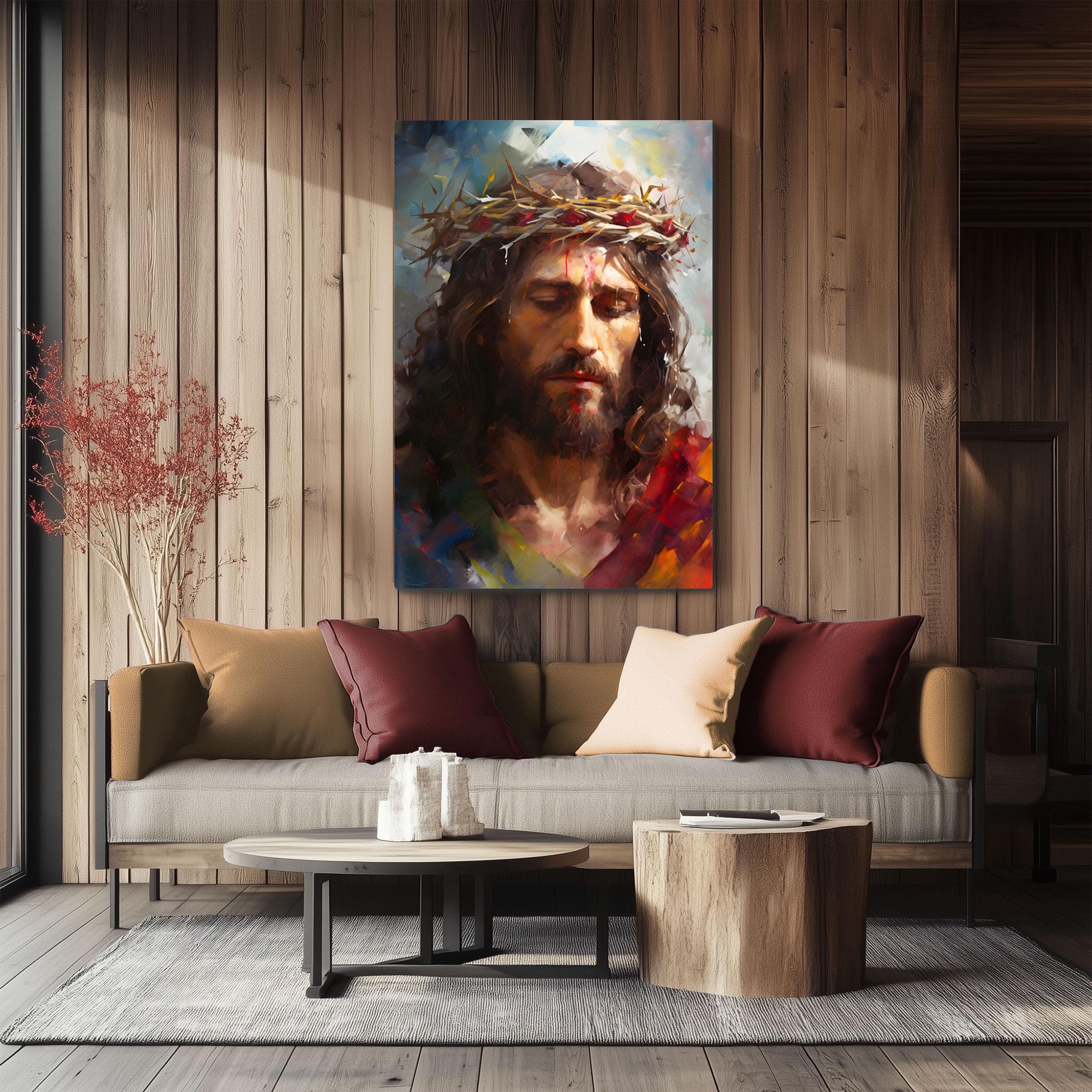 Jesus Christ With Crown of Thorns Oil Painting Print on Canvas Wall Art ...
