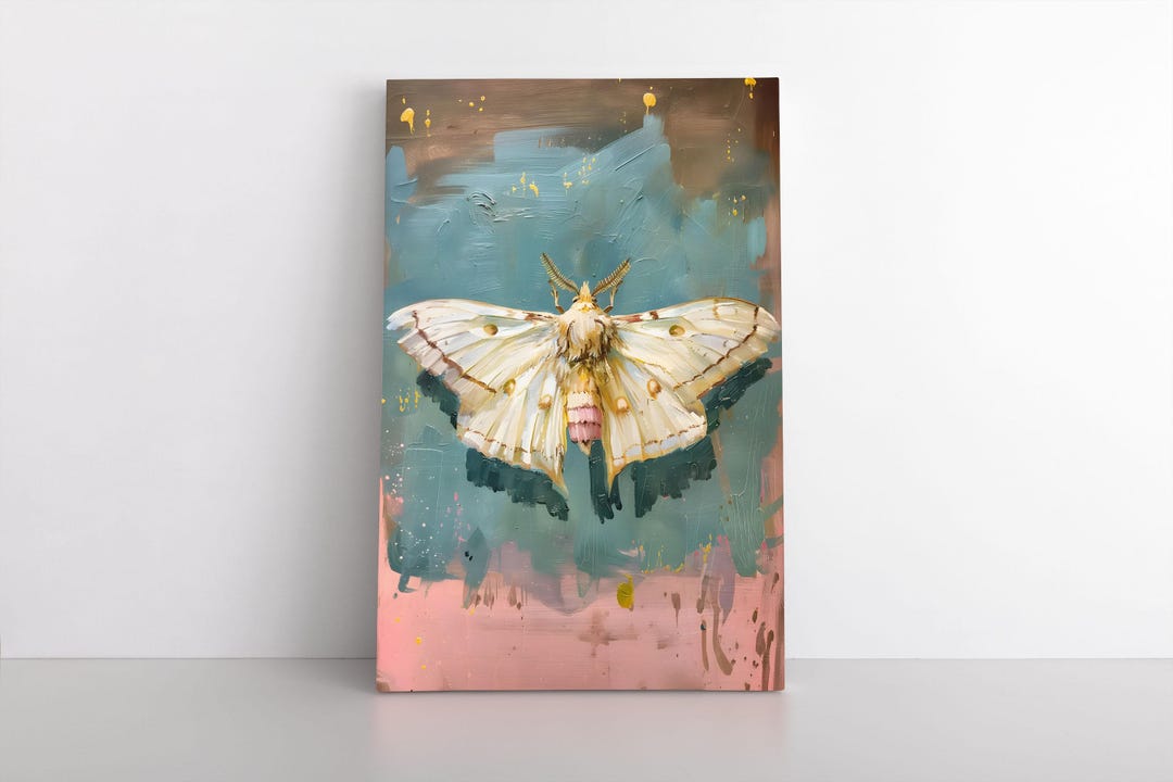 Abstract Moth Oil Painting on Canvas Wall Art Print | Earthy Moth ...