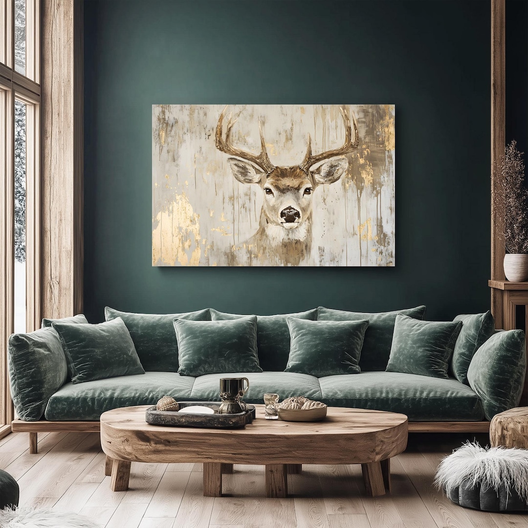 Whitetail Deer Buck Wall Art Print on Framed Canvas | Rustic Animals ...