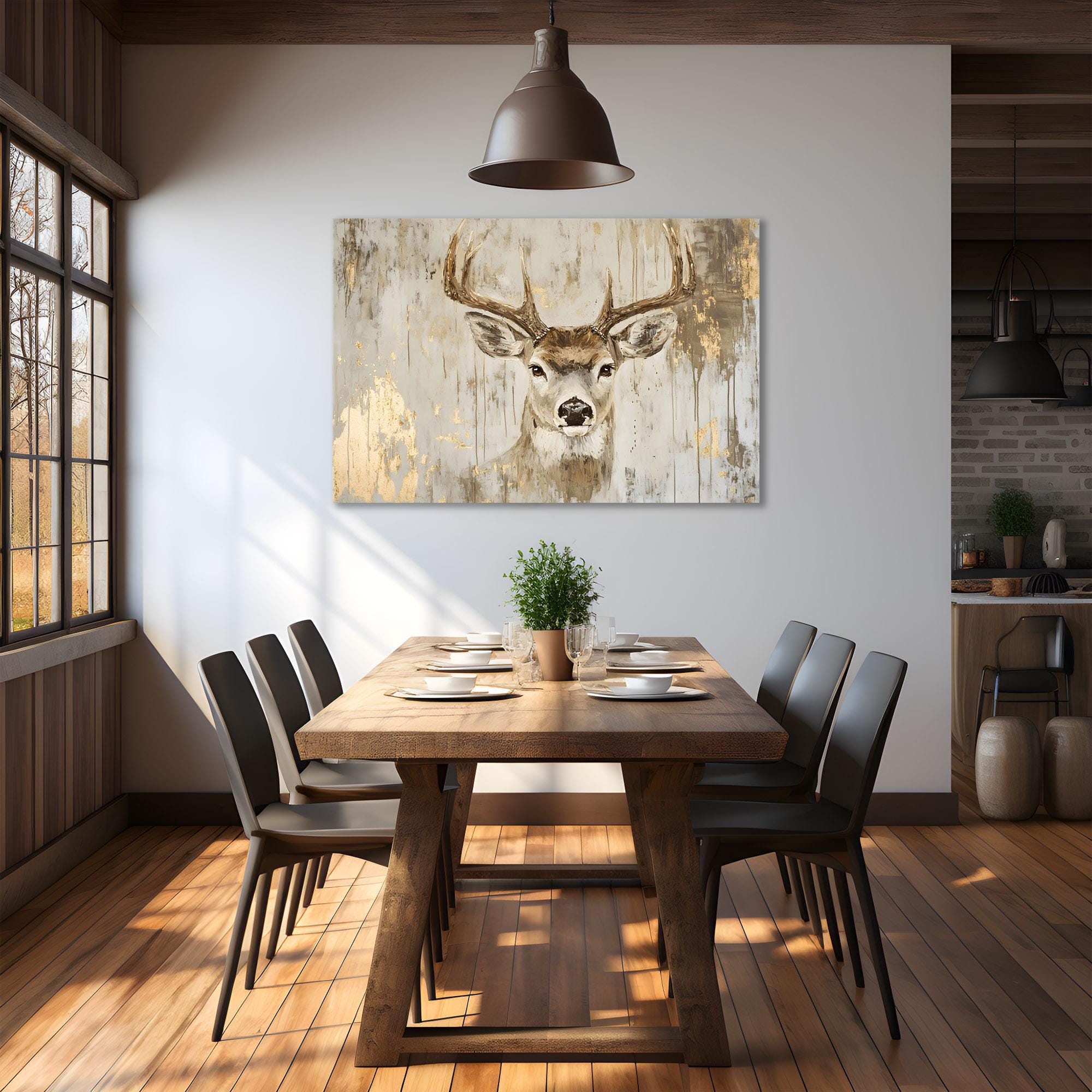 Whitetail Deer Buck Wall Art Print on Framed Canvas | Rustic Animals ...
