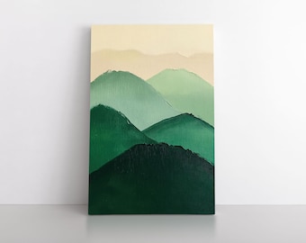 Green Hills Abstract Painting Print | Modern Framed Canvas Wall Art