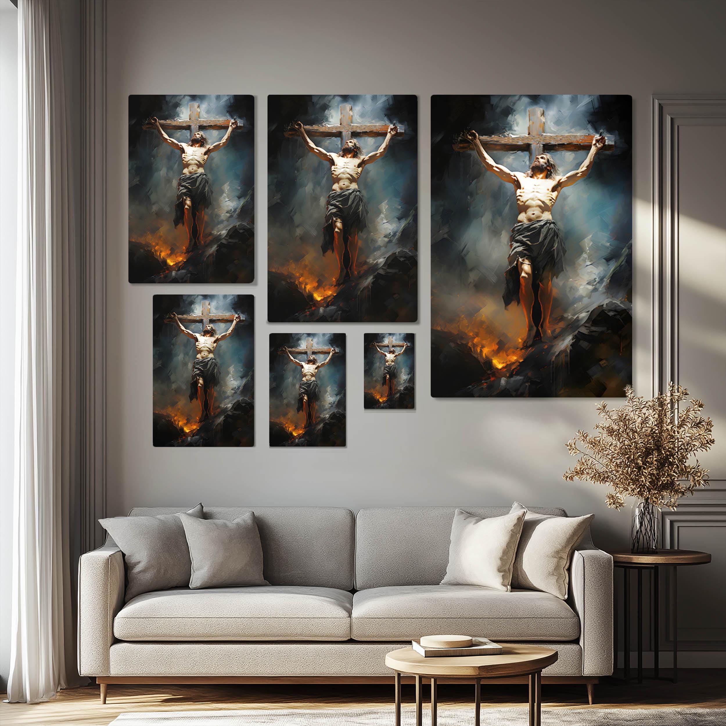 Jesus Christ on the Cross Crucifixion Oil Painting Print Framed Canvas ...