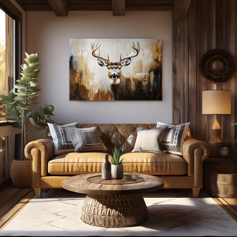 Whitetail Deer Buck Wall Art Print on Framed Canvas | Rustic Animals ...