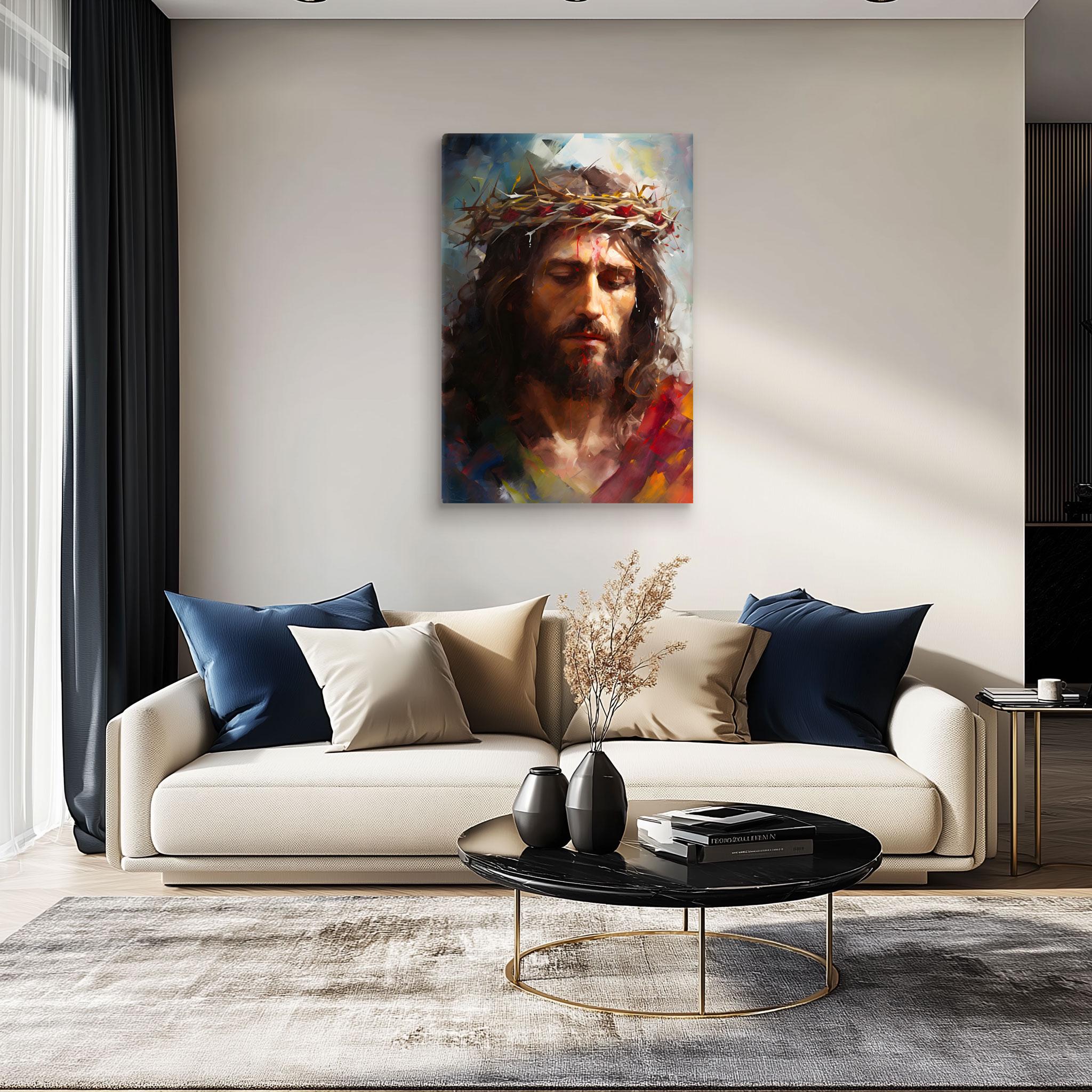 Jesus Christ With Crown of Thorns Oil Painting Print on Canvas Wall Art ...