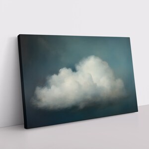 Puede incluir: Una sola nube blanca grande contra un cielo azul oscuro. La nube es suave y esponjosa, con una superficie ligeramente texturizada.