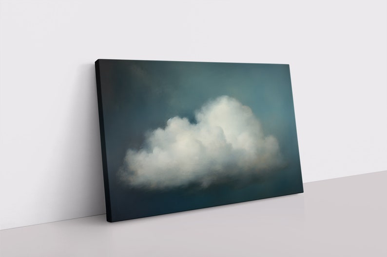 Puede incluir: Una sola nube blanca grande contra un cielo azul oscuro. La nube es suave y esponjosa, con una superficie ligeramente texturizada.