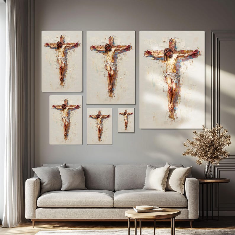 Jesus on the Cross Abstract Canvas Wall Art – Impasto Painting of ...