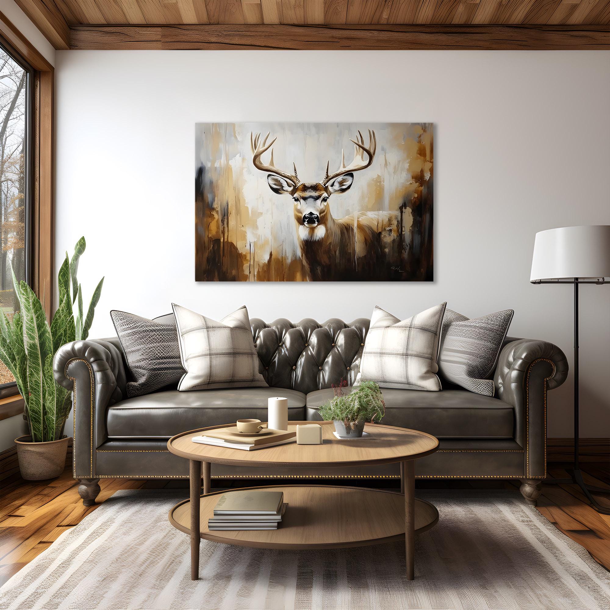 Whitetail Deer Buck Wall Art Print on Framed Canvas | Rustic Animals ...
