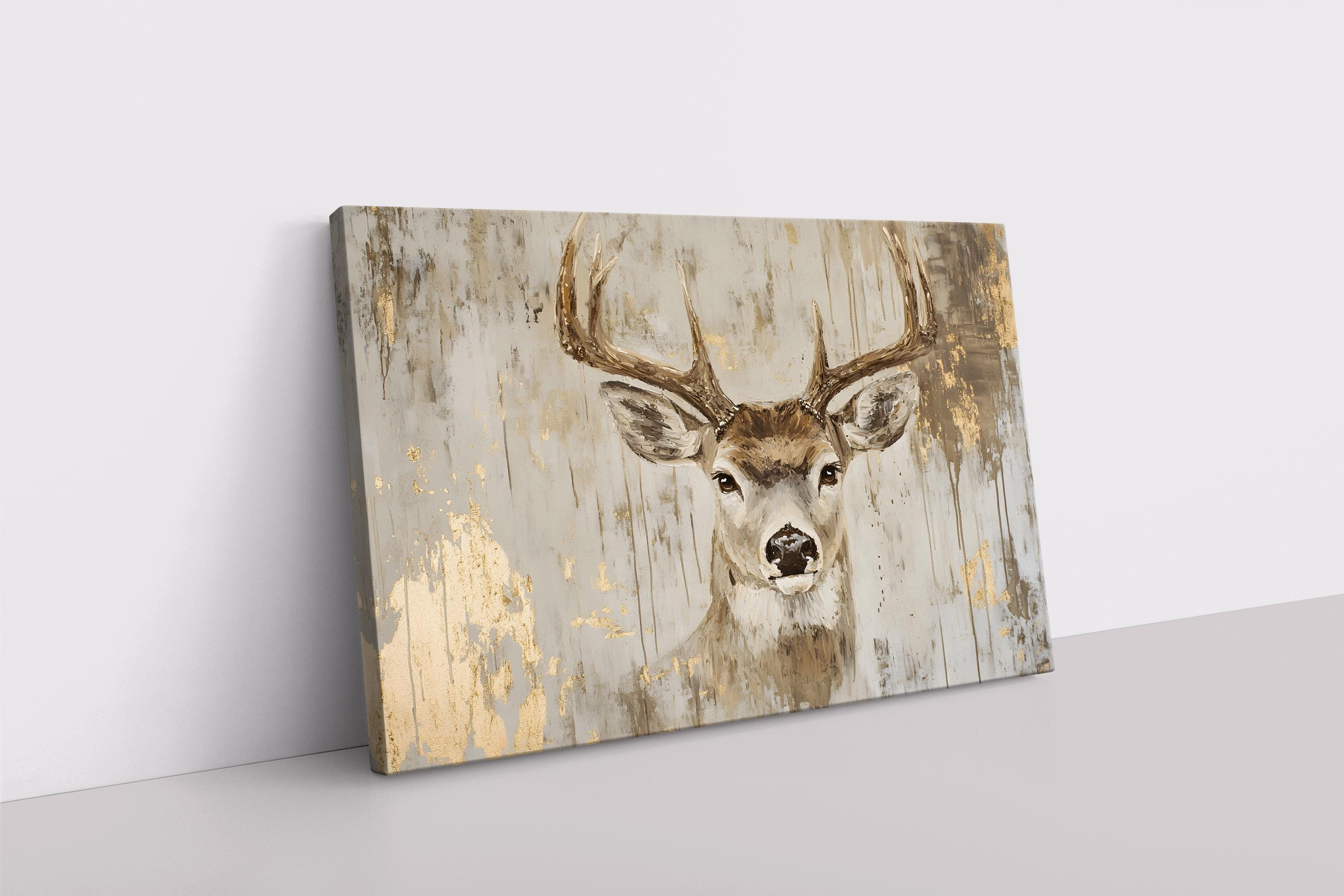 Whitetail Deer Buck Wall Art Print on Framed Canvas | Rustic Animals ...