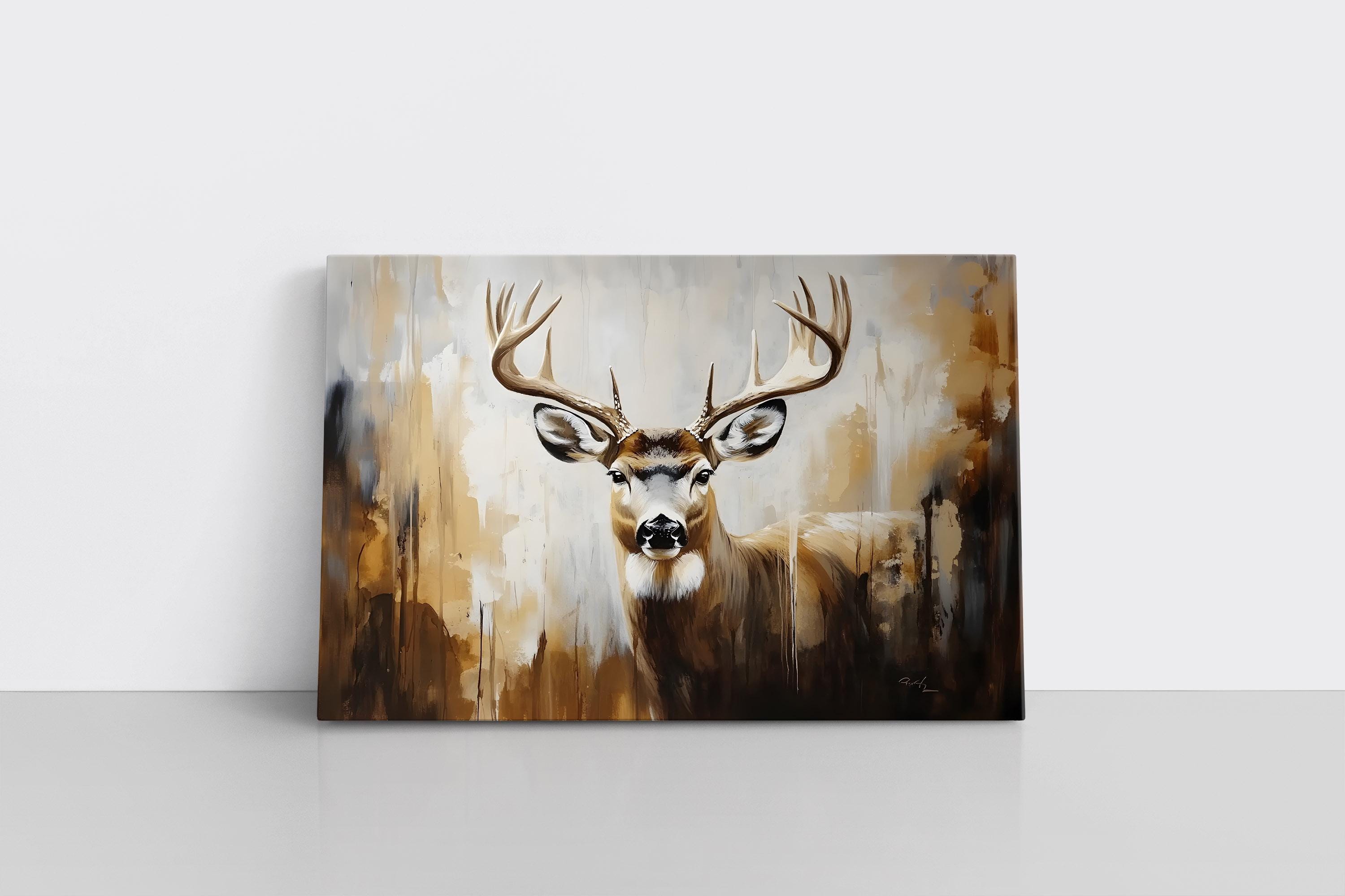 Whitetail Deer Buck Wall Art Print on Framed Canvas | Rustic Animals ...