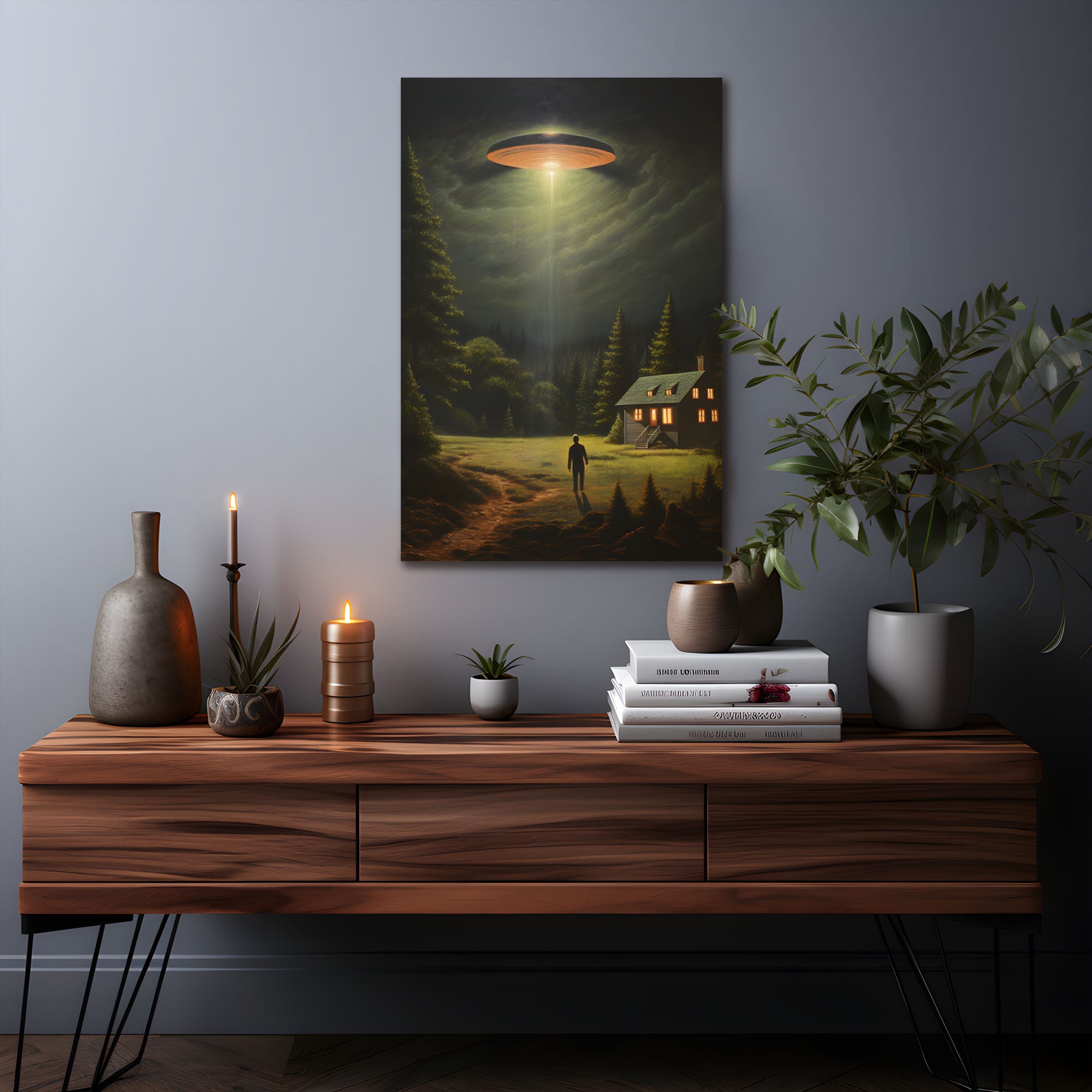 UFO Alien Abduction Wall Art Print on Canvas | Extraterrestrial Aliens ...