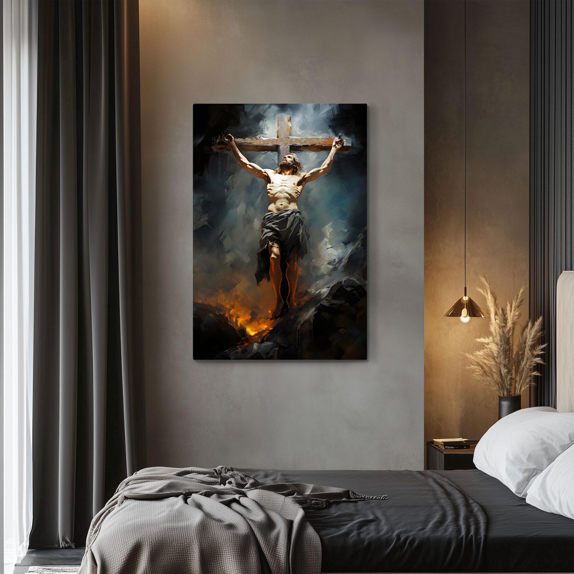 Jesus Christ on the Cross Crucifixion Oil Painting Print Framed Canvas ...