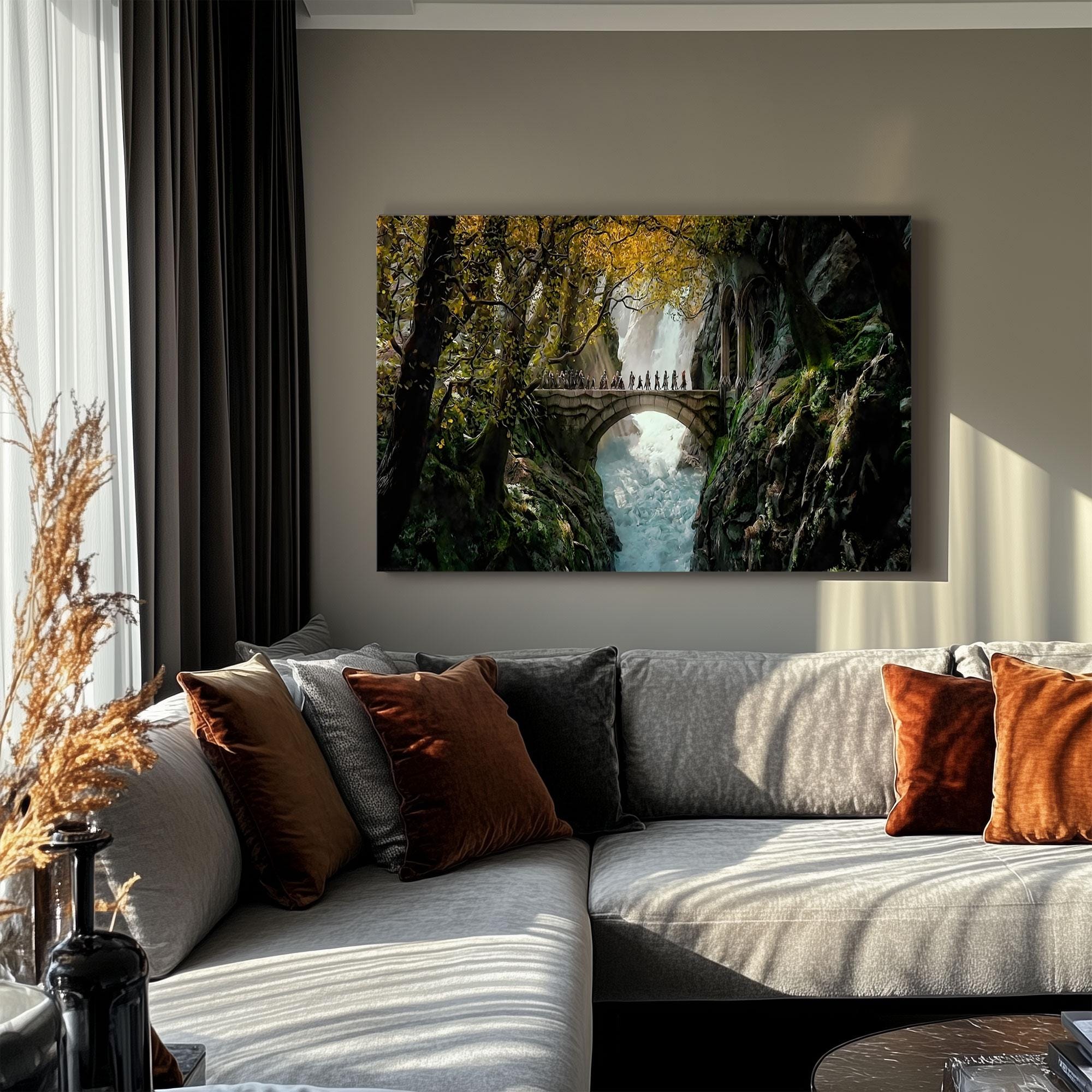 The Lord of the Rings Vintage Rivendell Painting Print on Framed Canvas ...