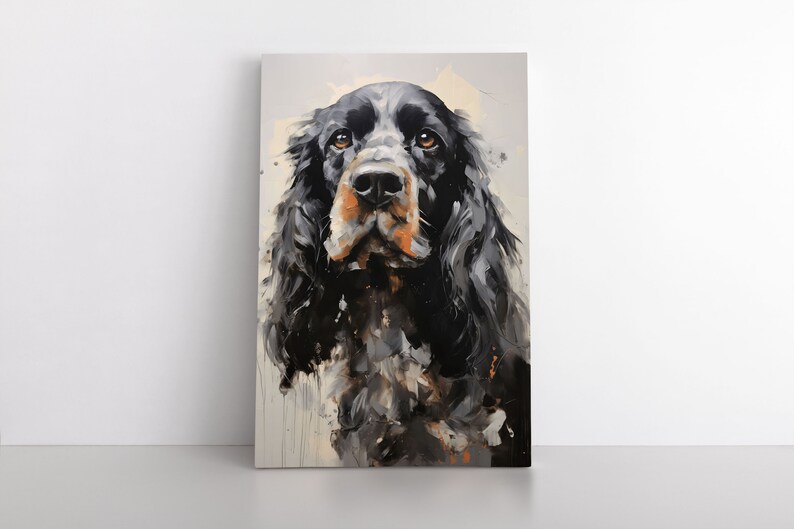 Cute Abstract Cocker Spaniel Dog Portrait Oil Painting Print on Canvas ...