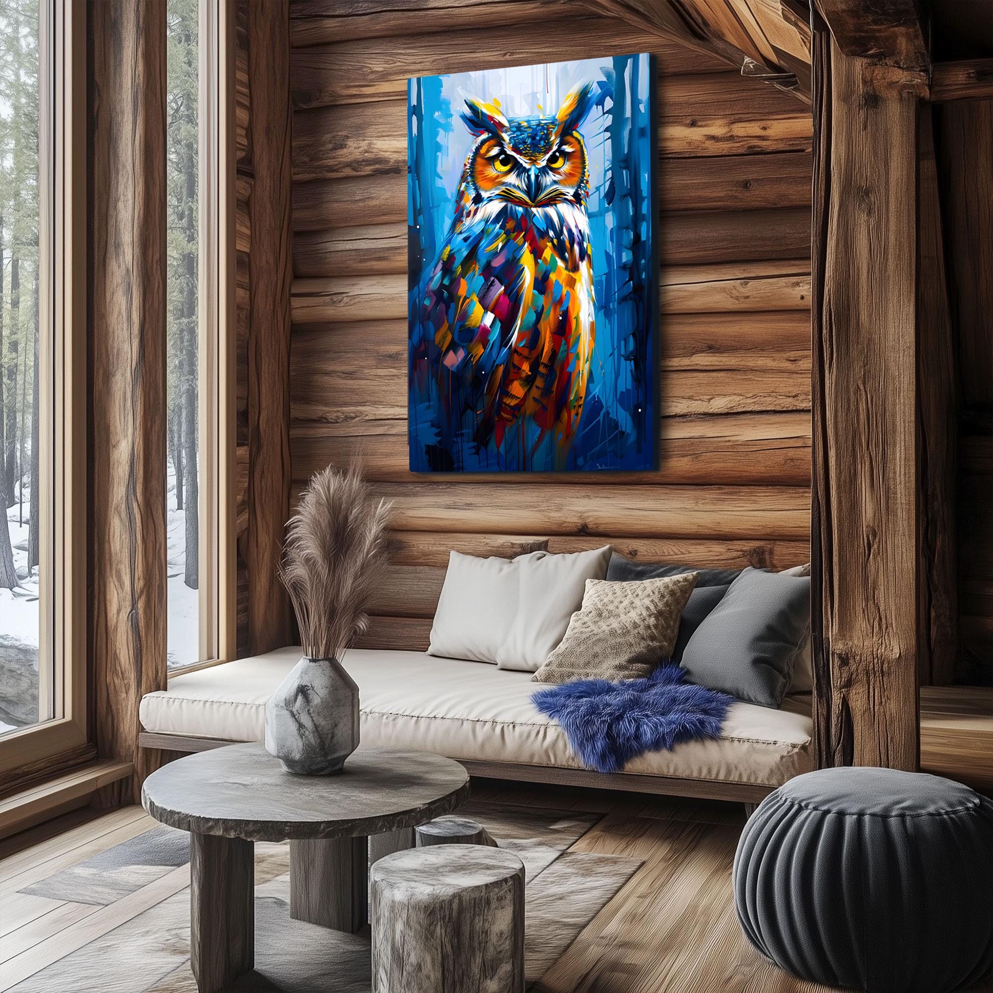Colorful Owl Oil Painting Print on Framed Canvas Wall Art | Northern ...