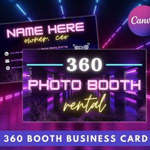 360 PhotoBooth Visitenkartenvorlage, Stand Visitenkarte, bearbeitbare Visitenkarte, Smokey Purple, Party Verleih Visitenkarte Vorlage,